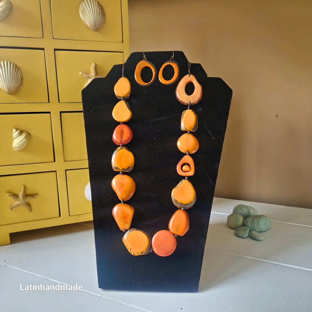 Tagua Necklace And Earrings